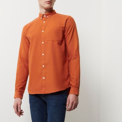 Orange casual Oxford shirt